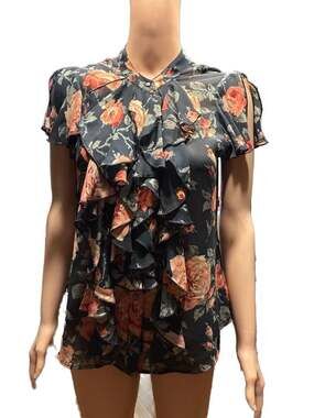 Converse One Star Floral Ruffle Blouse Size M